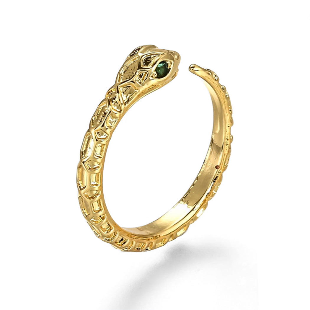 Adjustable Serpent Ring with Jewelled Eyes