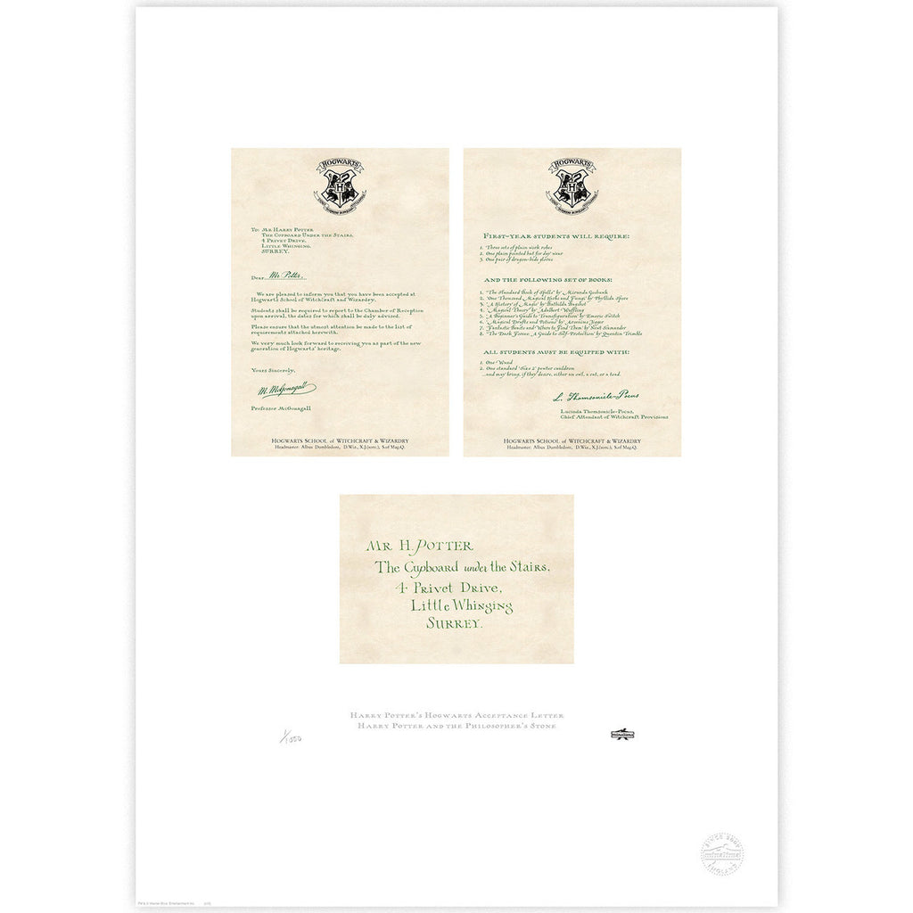 Harry Potter’s Hogwarts Acceptance Letter Limited Edition Art Print ...