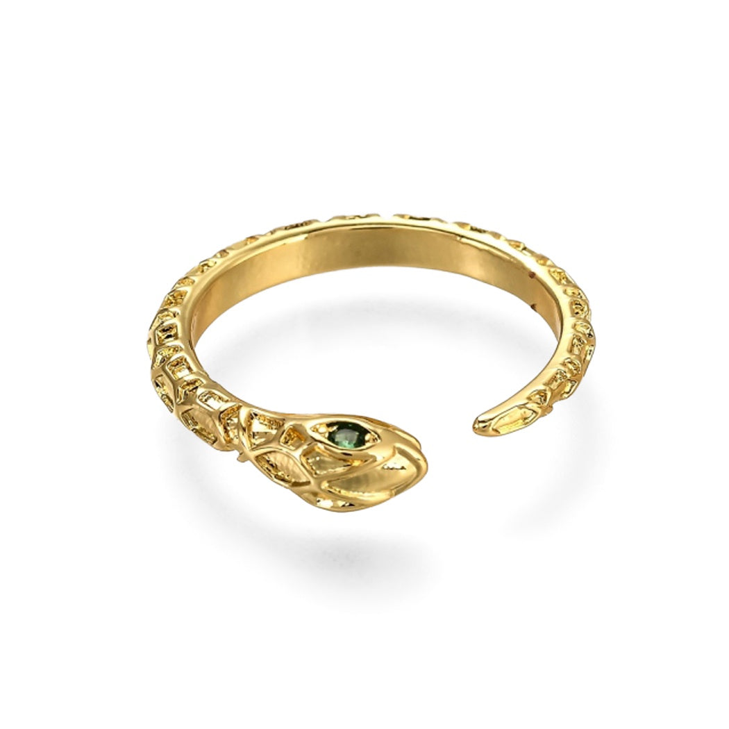 Adjustable Serpent Ring with Jewelled Eyes