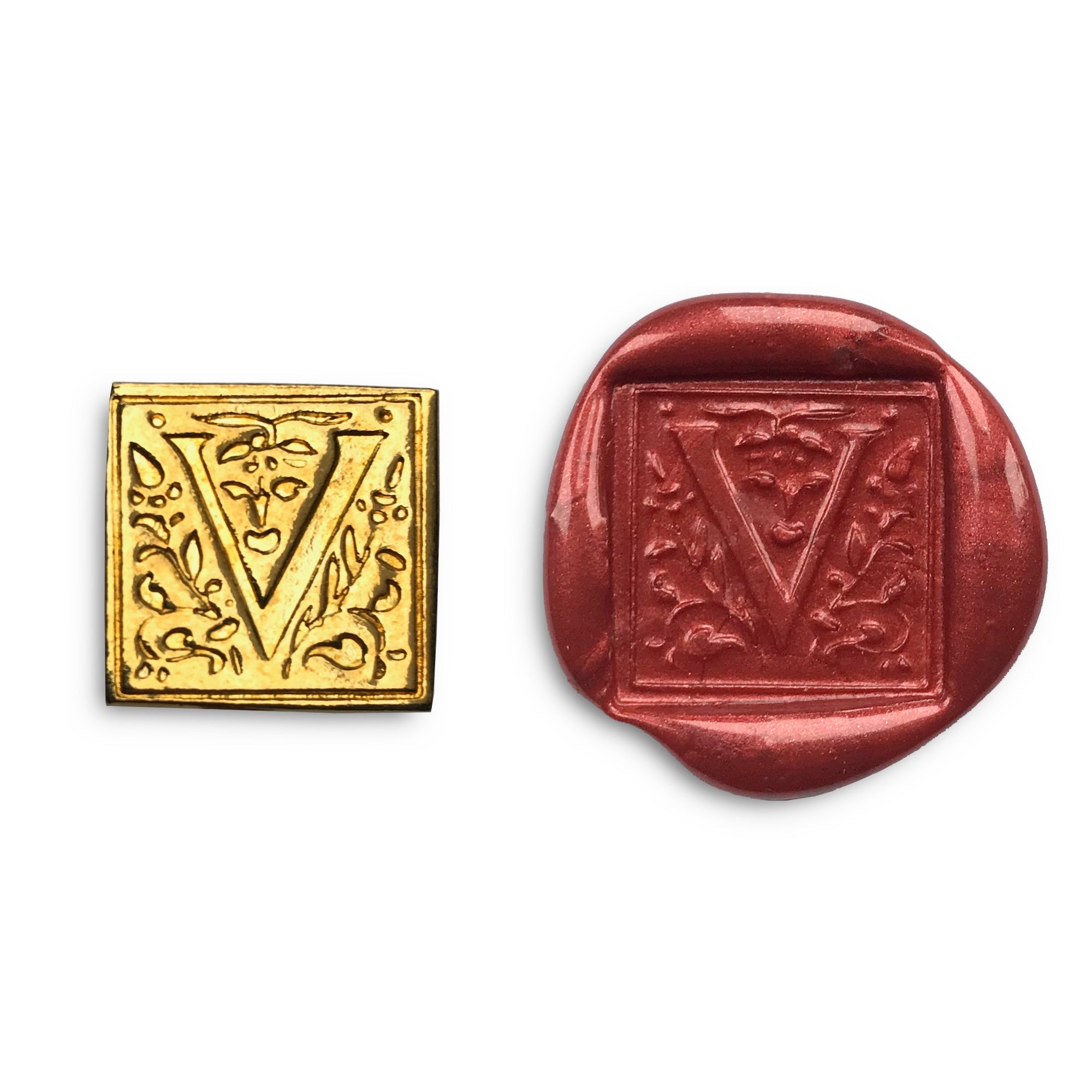 Square Filigree Initial Wax Seal Kit - V