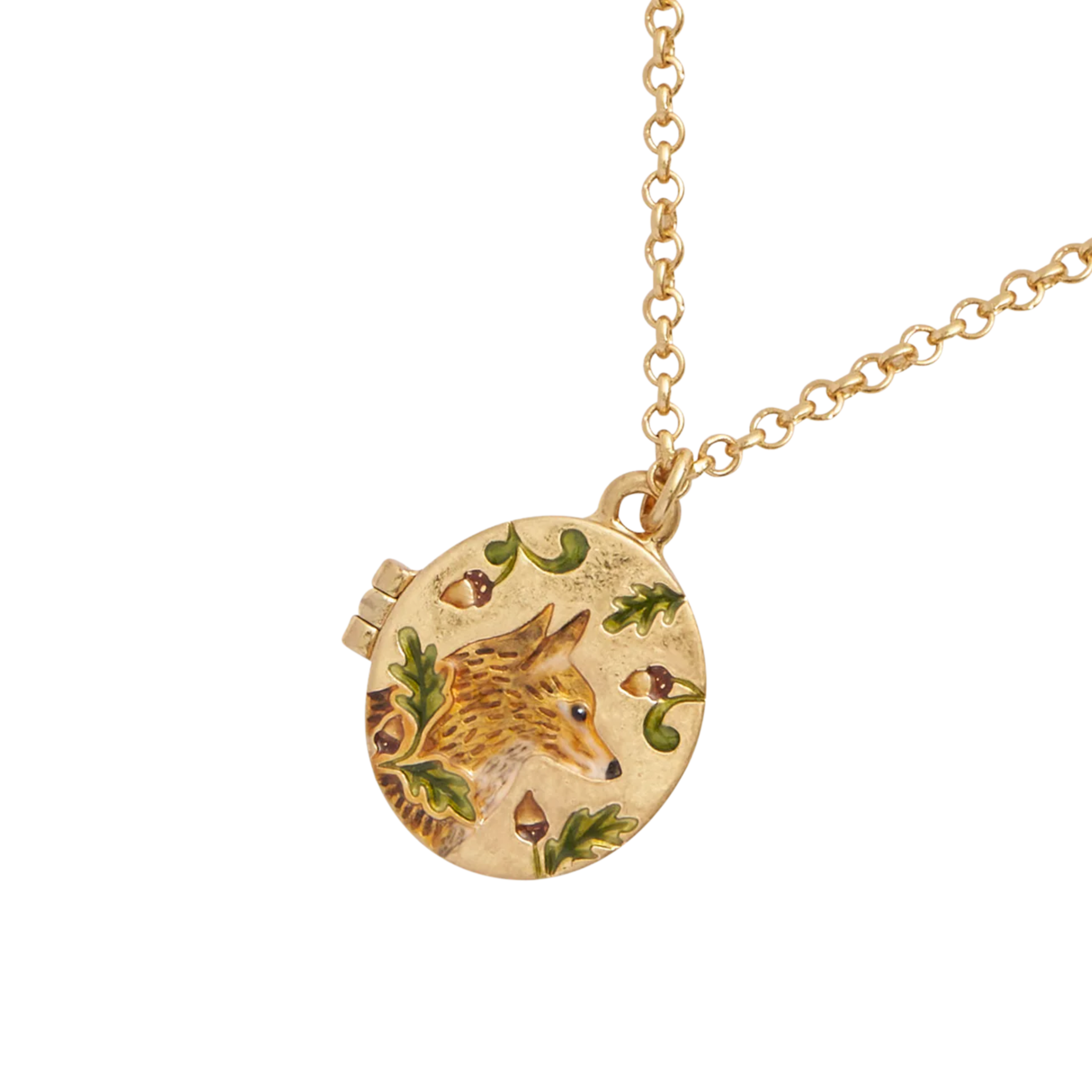 Fox & Acorn Oval Locket Necklace - Fable England