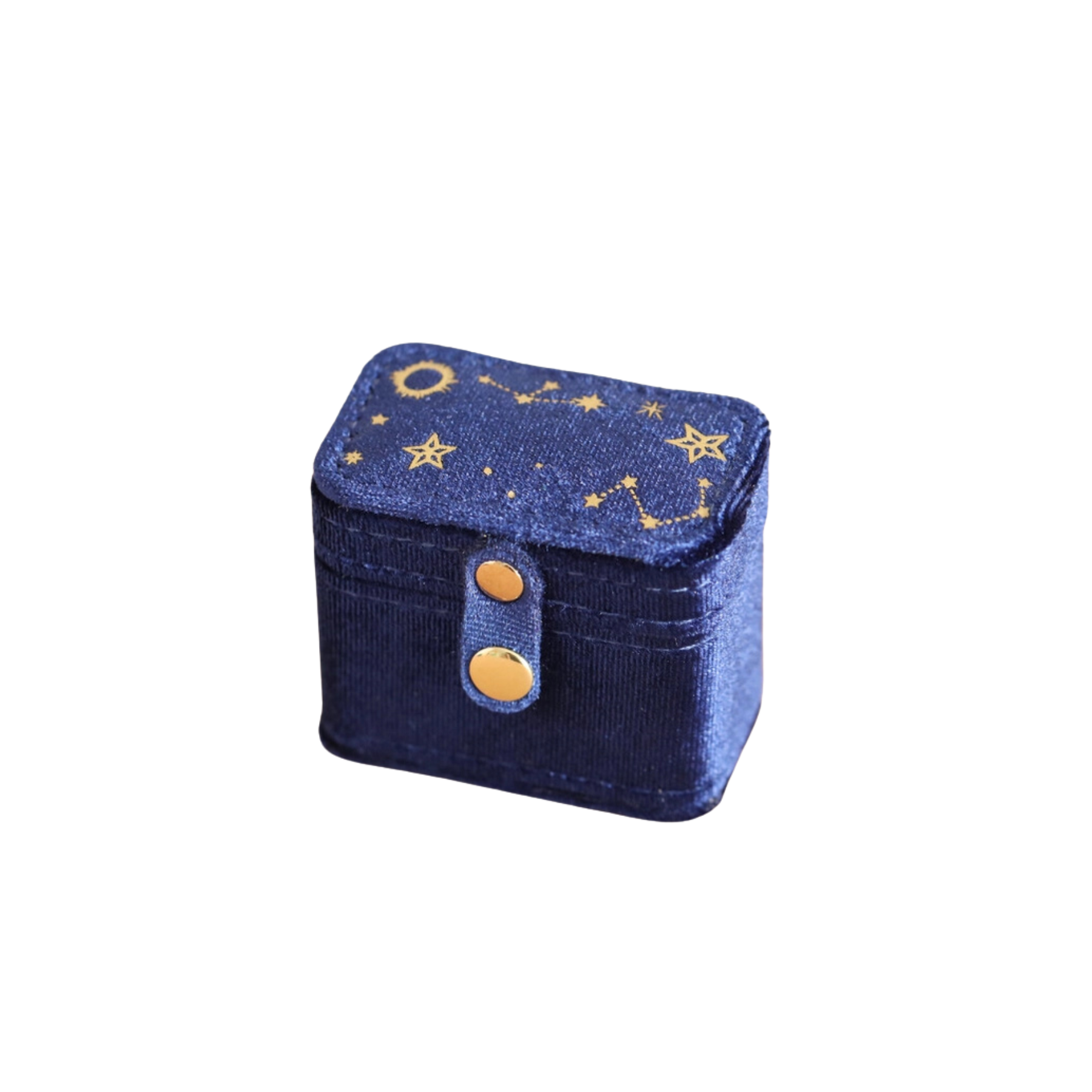 Starry Night Printed Velvet Ring Case in Navy