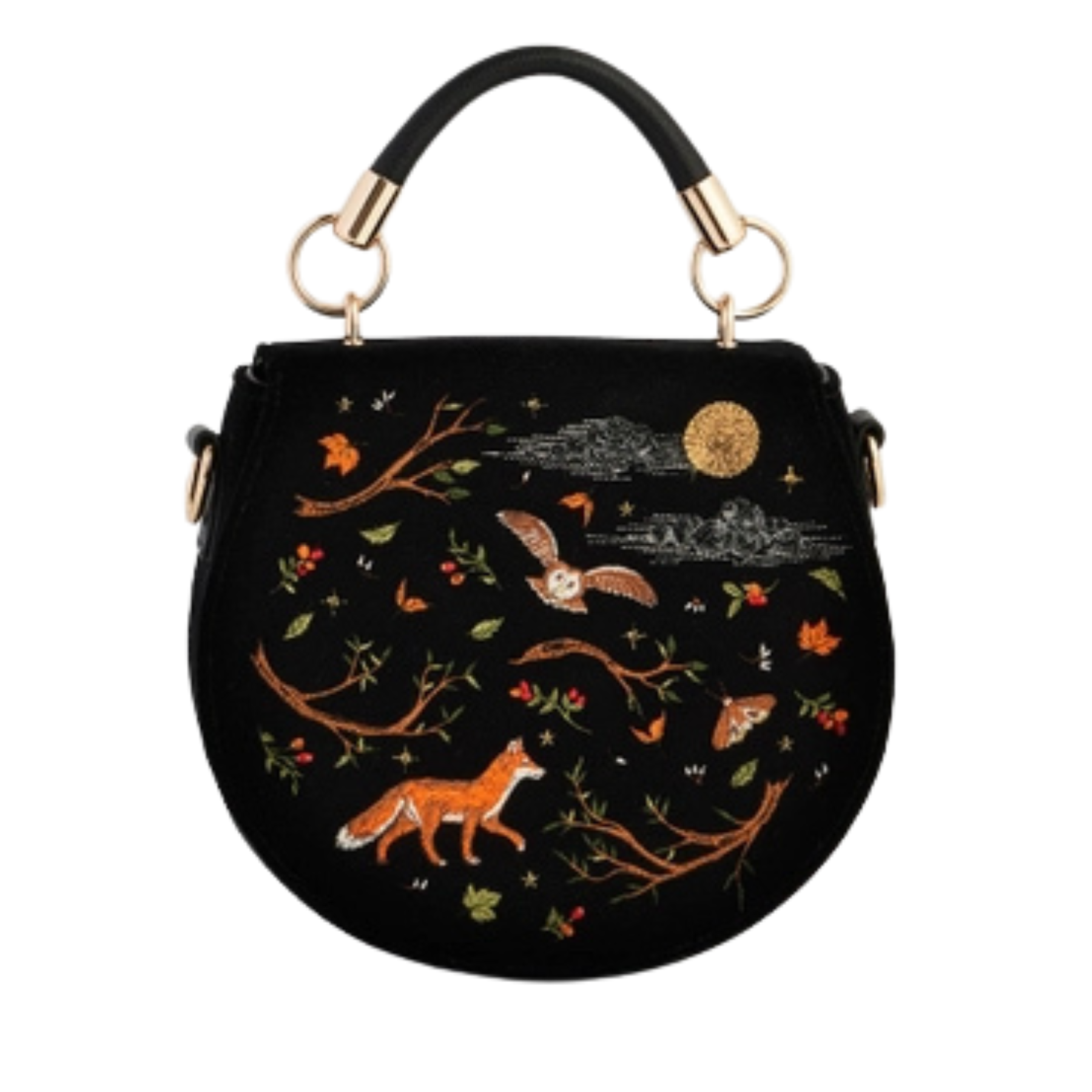 Fox & Owl Embroidered Saddle Bag