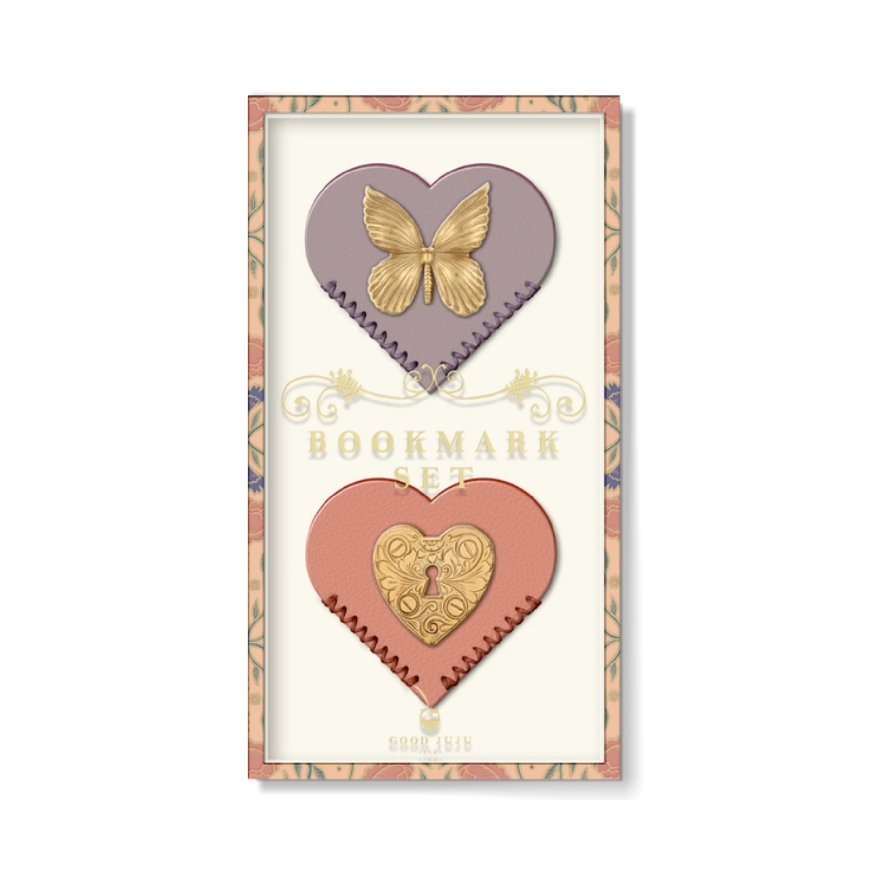 Gold Heart Charm Corner Bookmark Set of 2