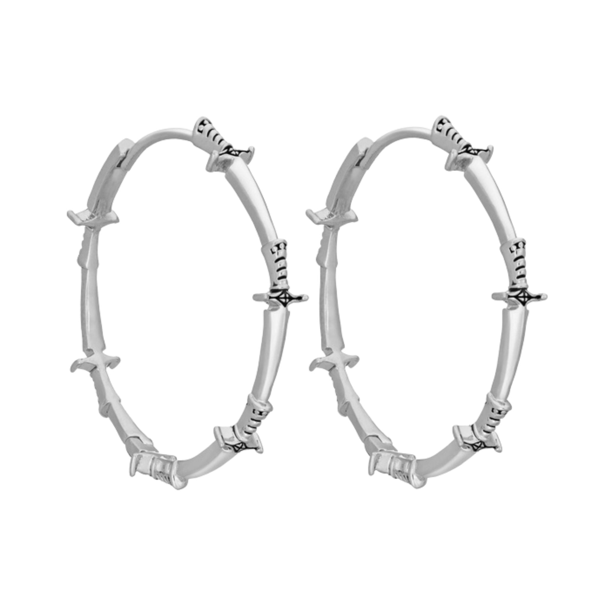 Rhodium Plated Dagger Hoops