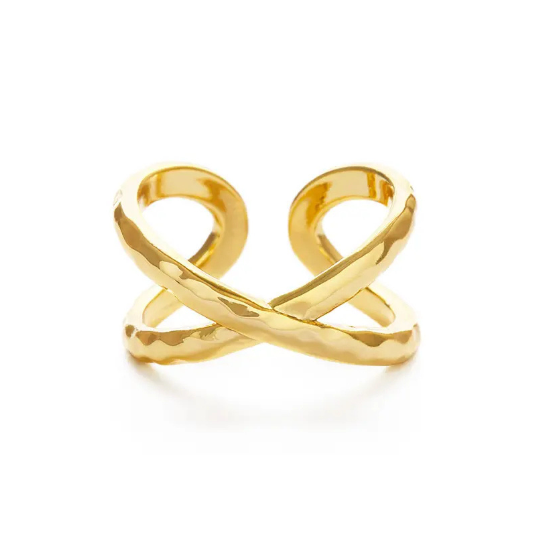 Cross Over Hammered Ring