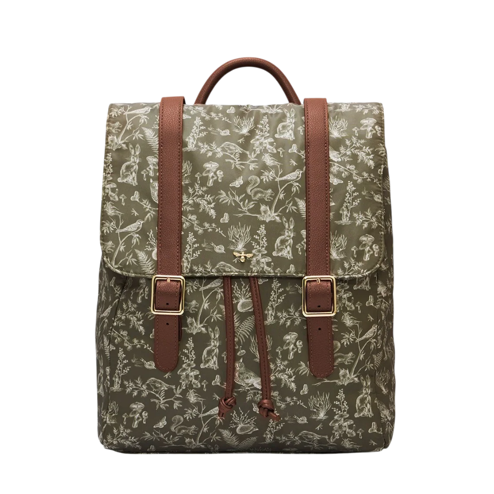 Flora Orla Scene Print Backpack (Khaki) - Fable England