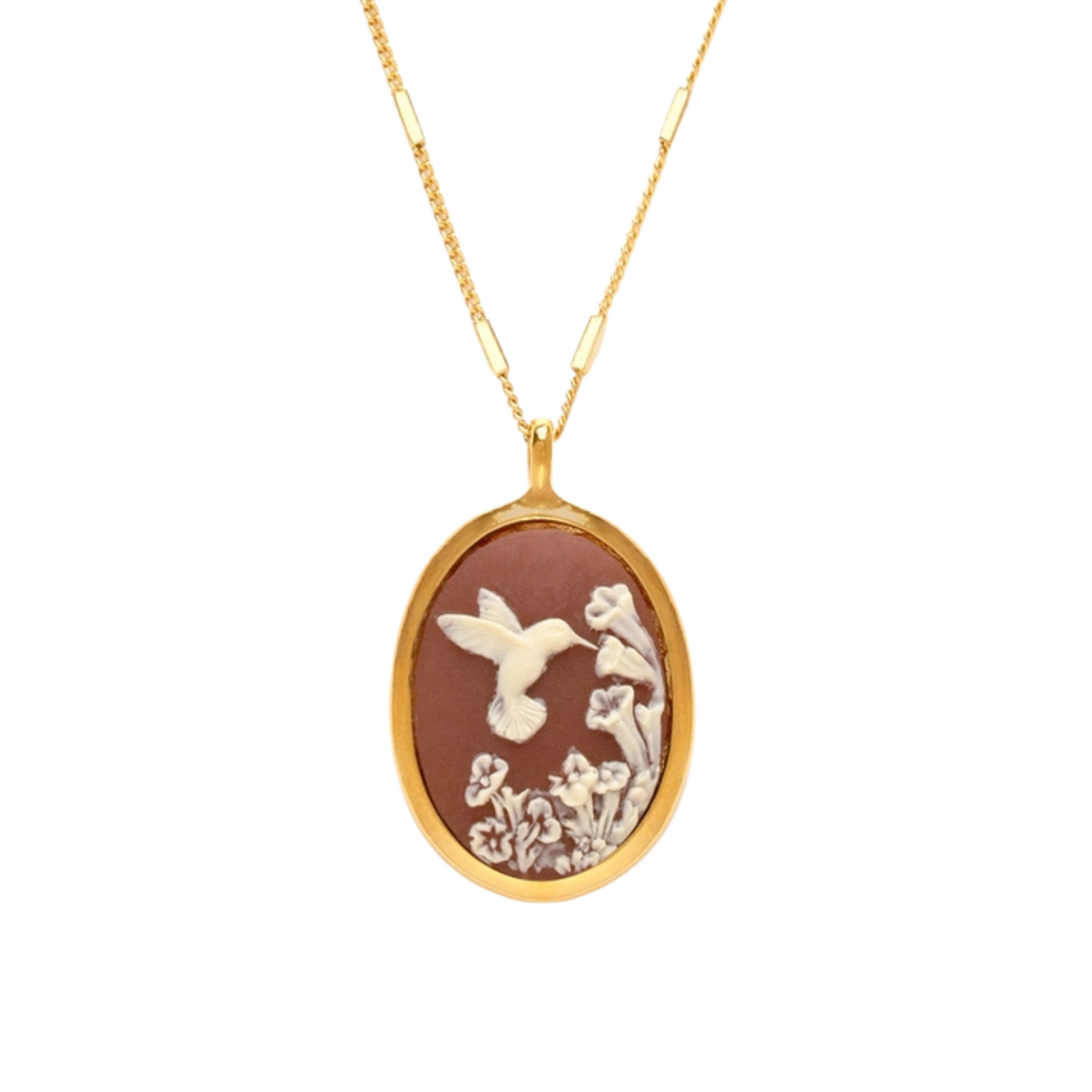 Hummingbird Vintage Cameo Necklace