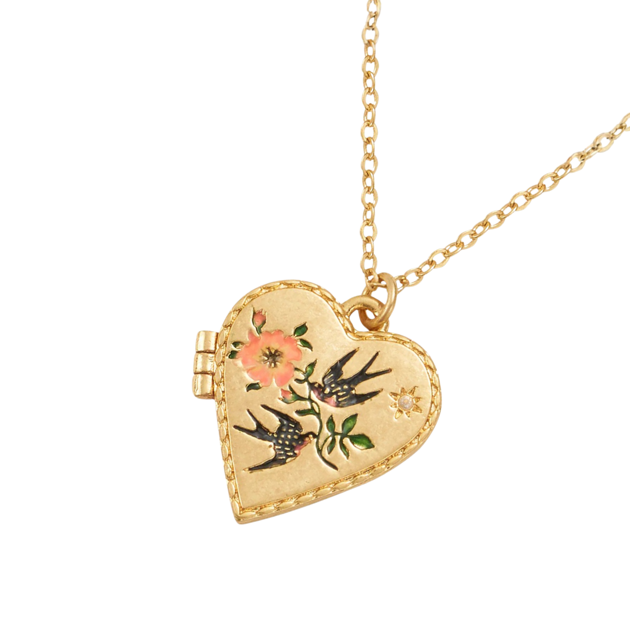 Swallow Heart Locket Necklace - Fable England