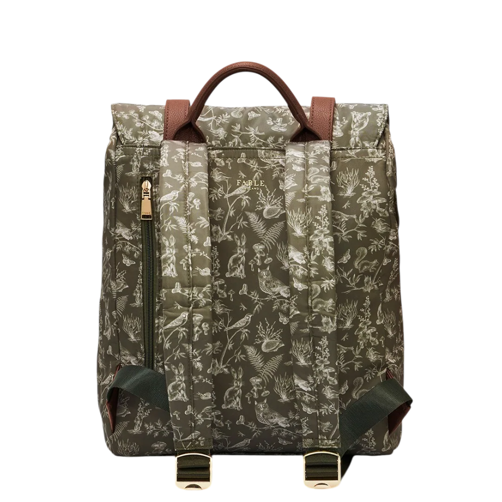 Flora Orla Scene Print Backpack (Khaki) - Fable England