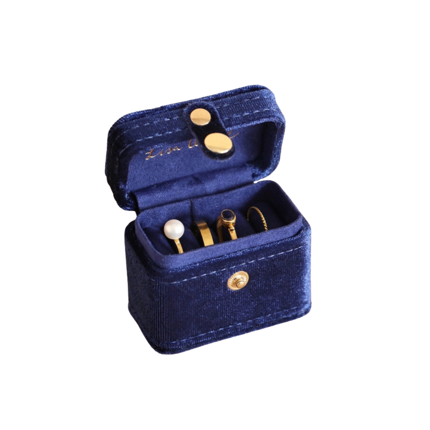 Starry Night Printed Velvet Ring Case in Navy