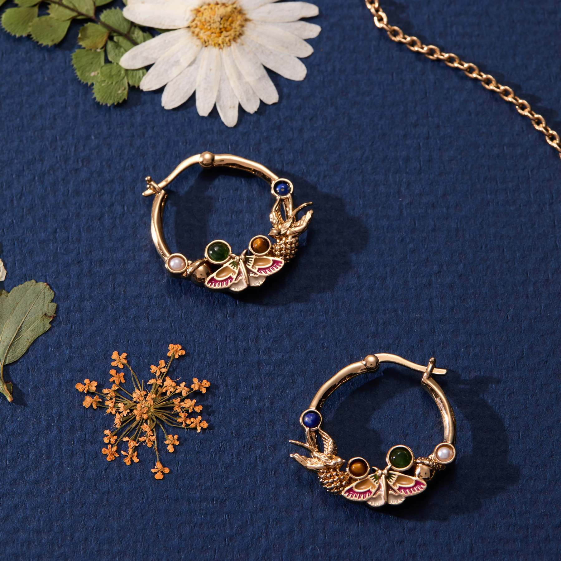 Woodland Gemstone Hoop Earrings