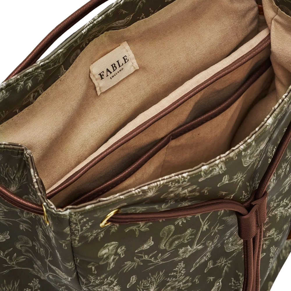 Flora Orla Scene Print Backpack (Khaki) - Fable England
