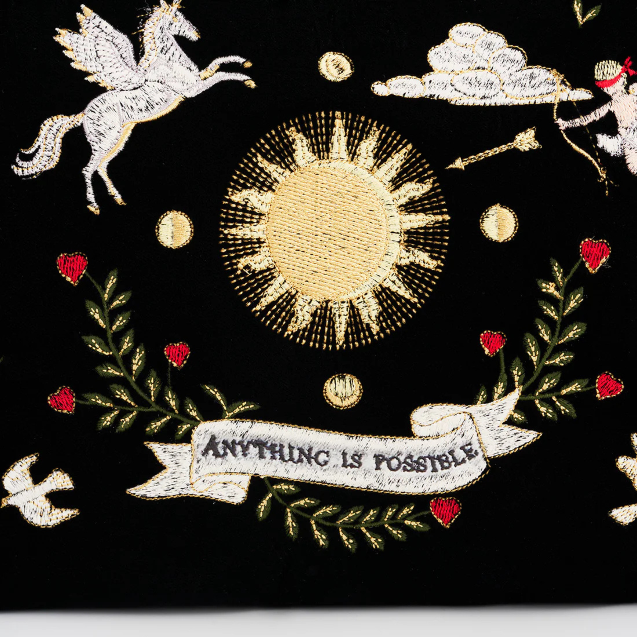 Black Celestial Velvet Embroidered Ipad Pouch - Fable England