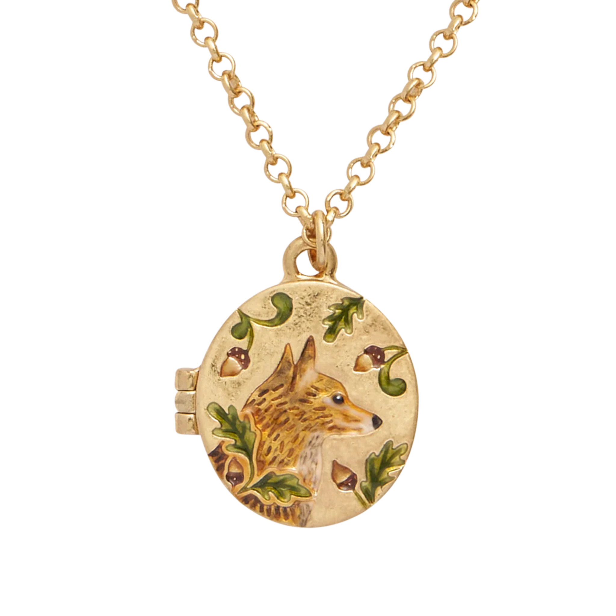 Fox & Acorn Oval Locket Necklace - Fable England