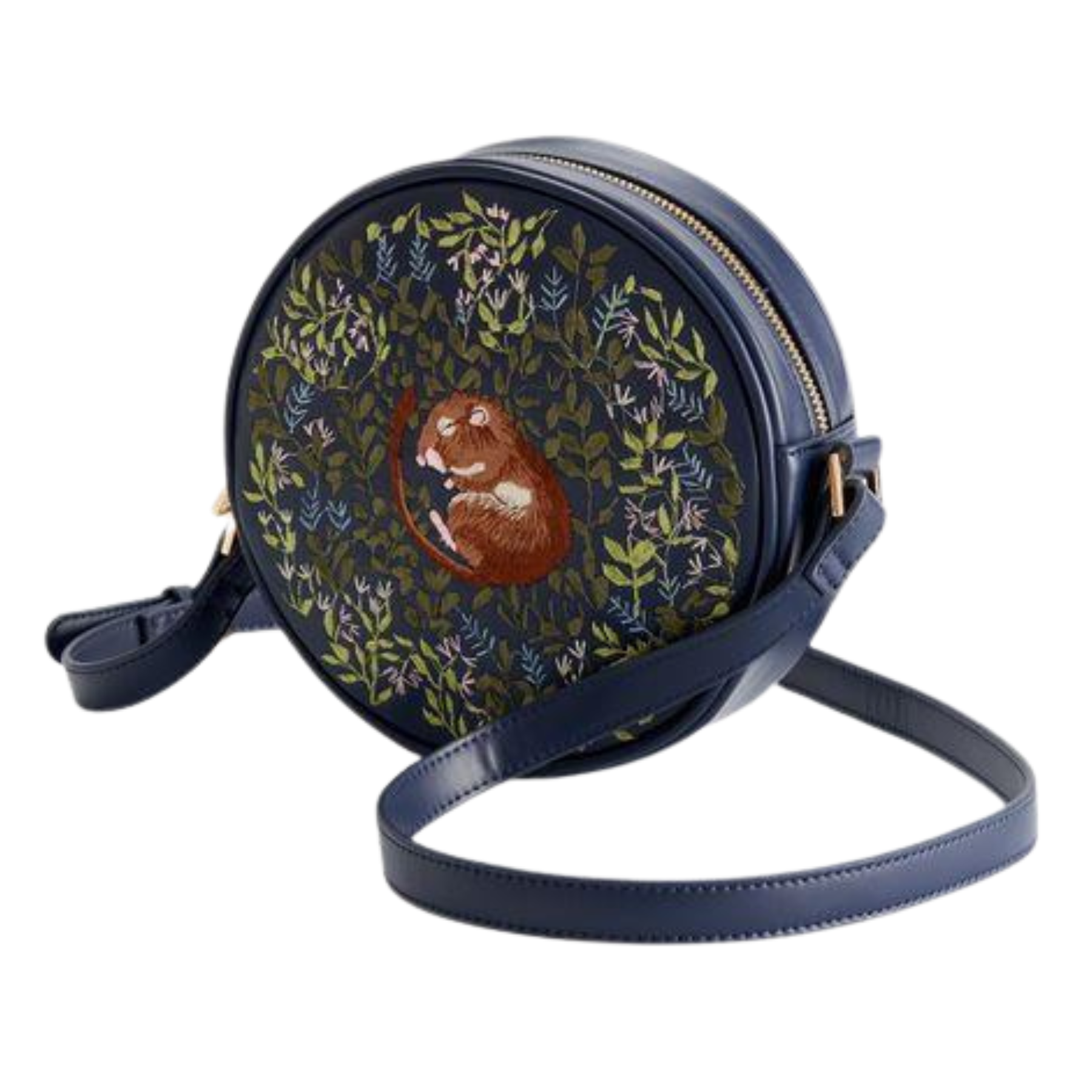 Chloe Dormouse Embroidered Circle Purse - Navy