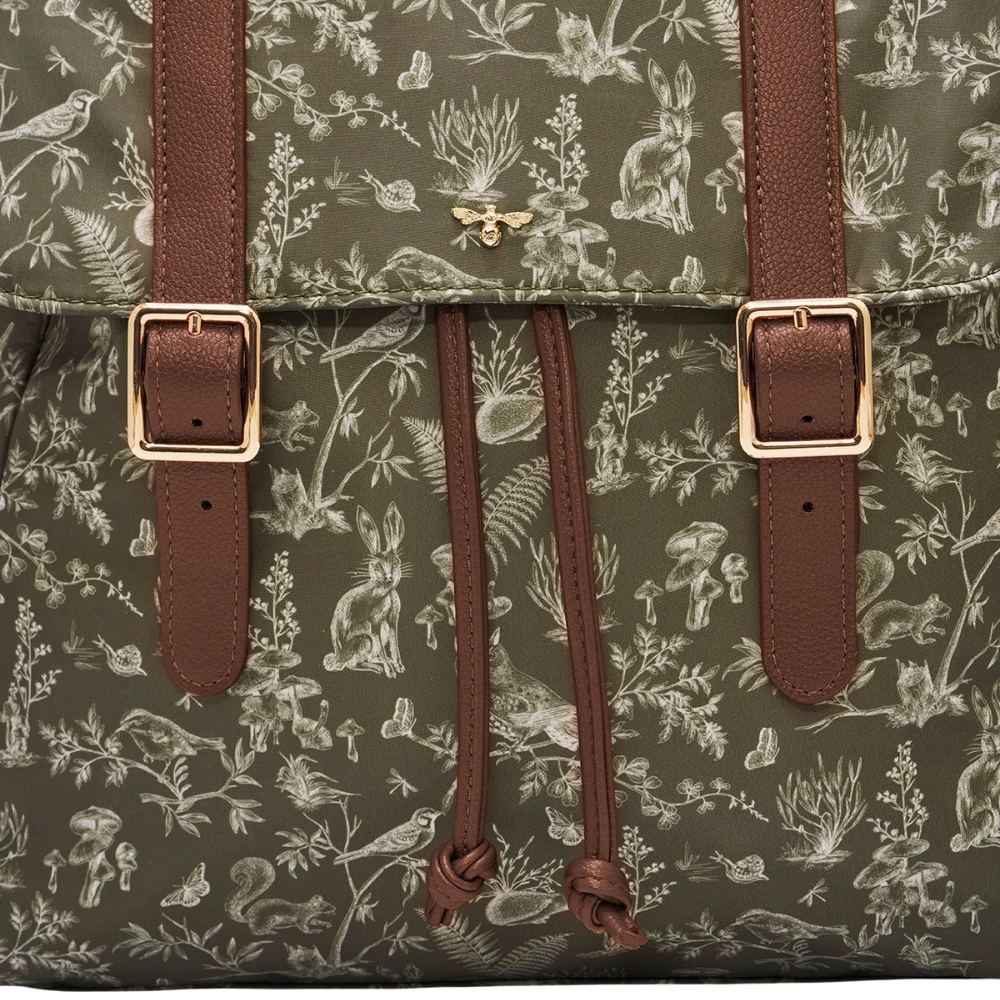 Flora Orla Scene Print Backpack (Khaki) - Fable England