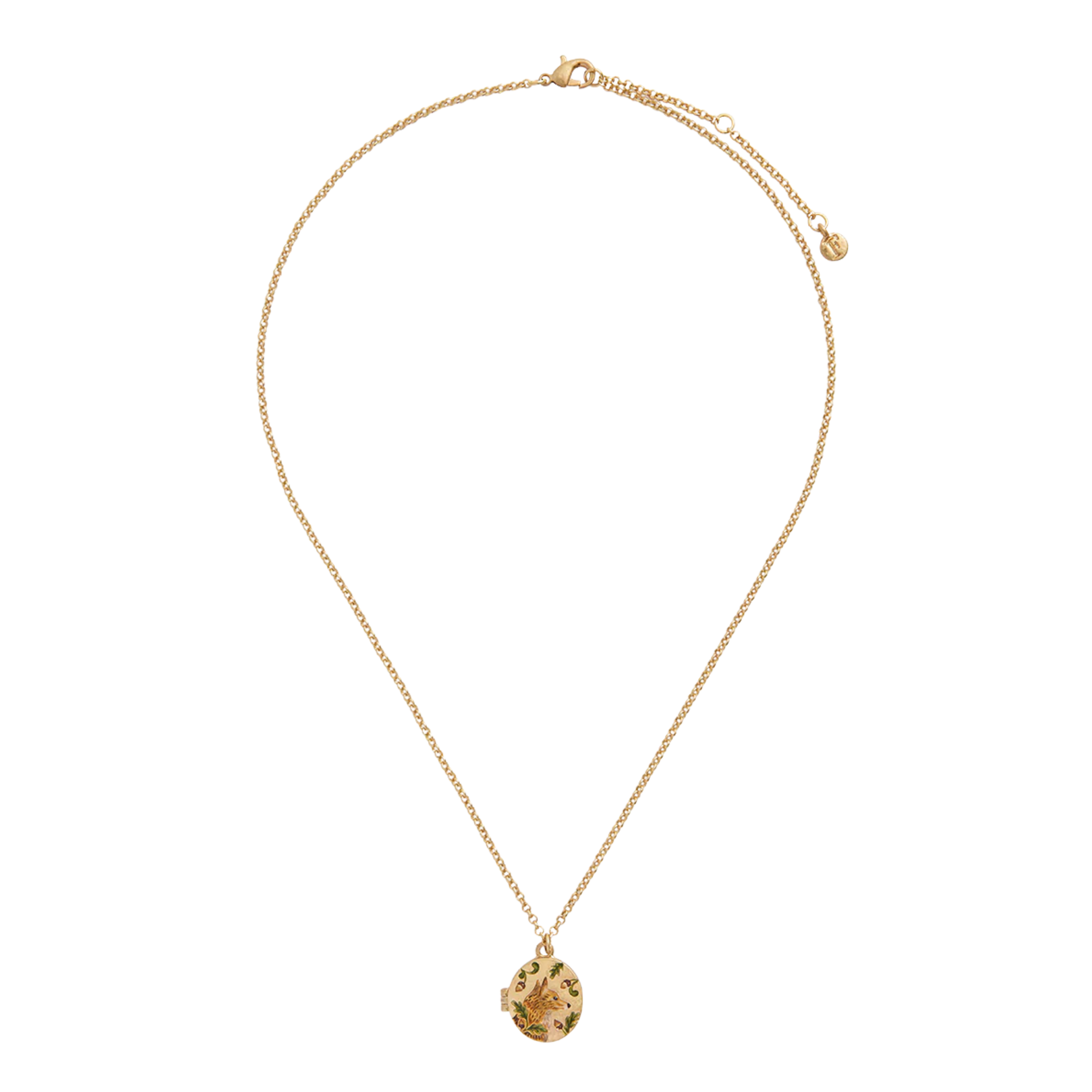 Fox & Acorn Oval Locket Necklace - Fable England