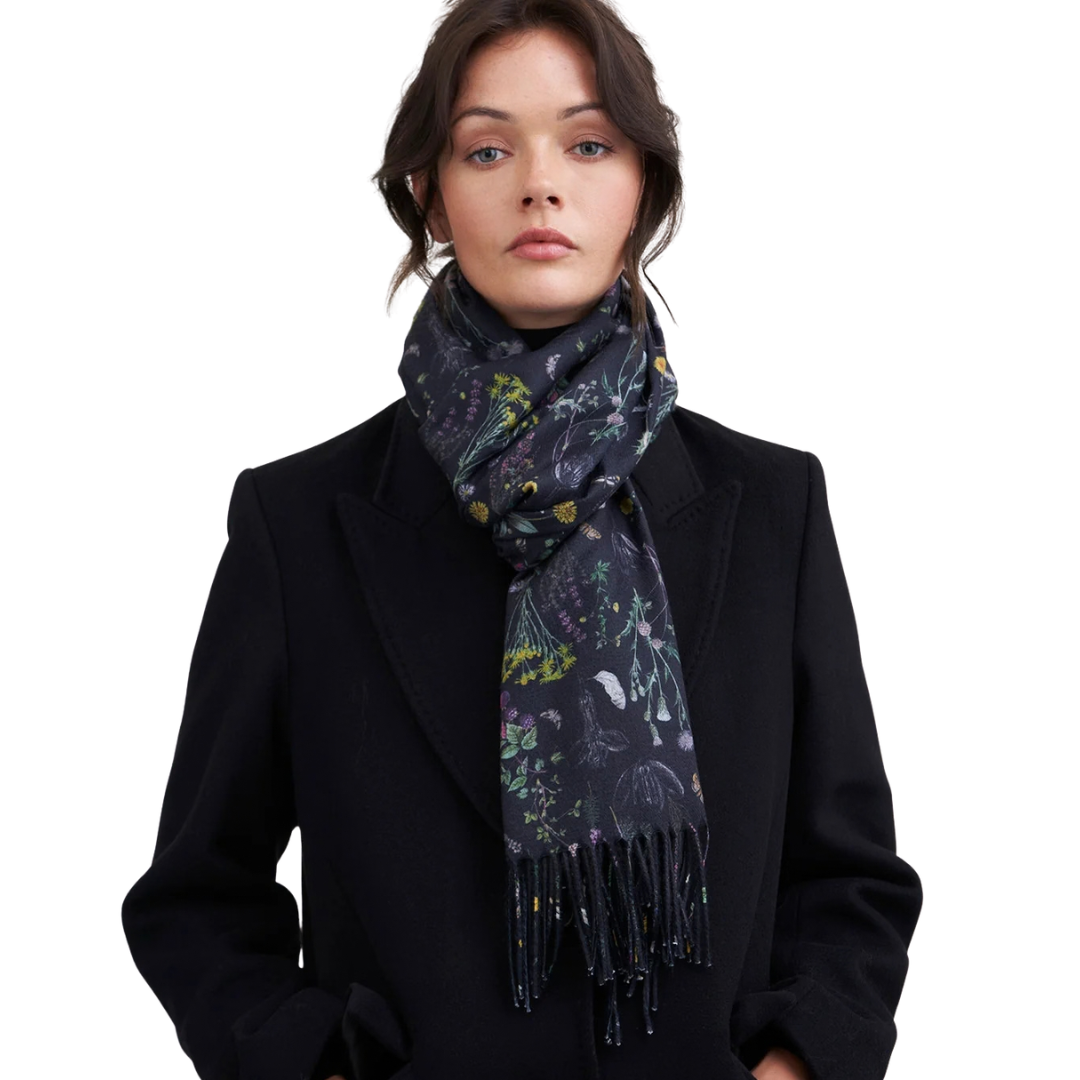 Wilderness Tassel Scarf (Black) - Fable England