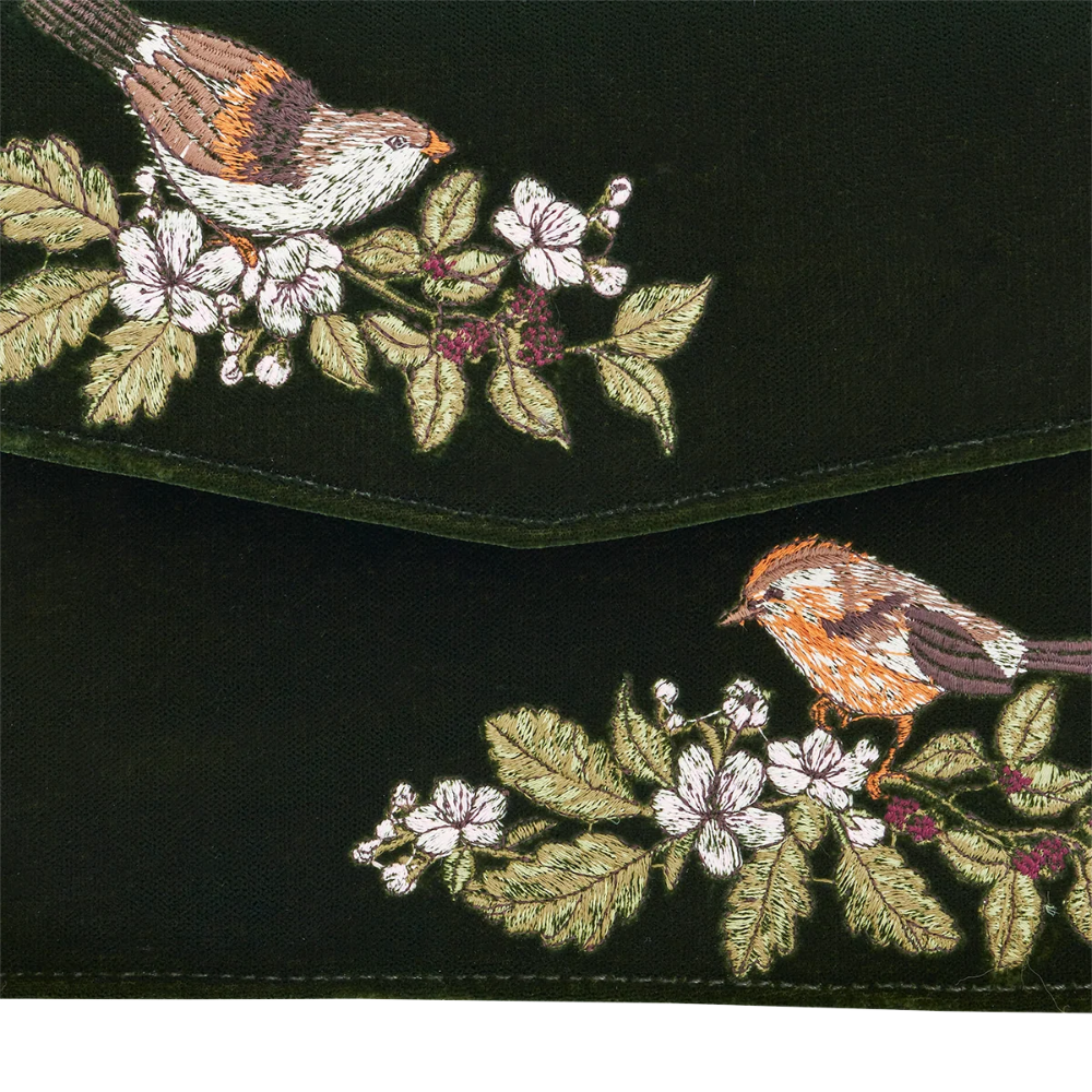 Eliza Wren Embroidered Top Handle Bag (Green) - Fable England