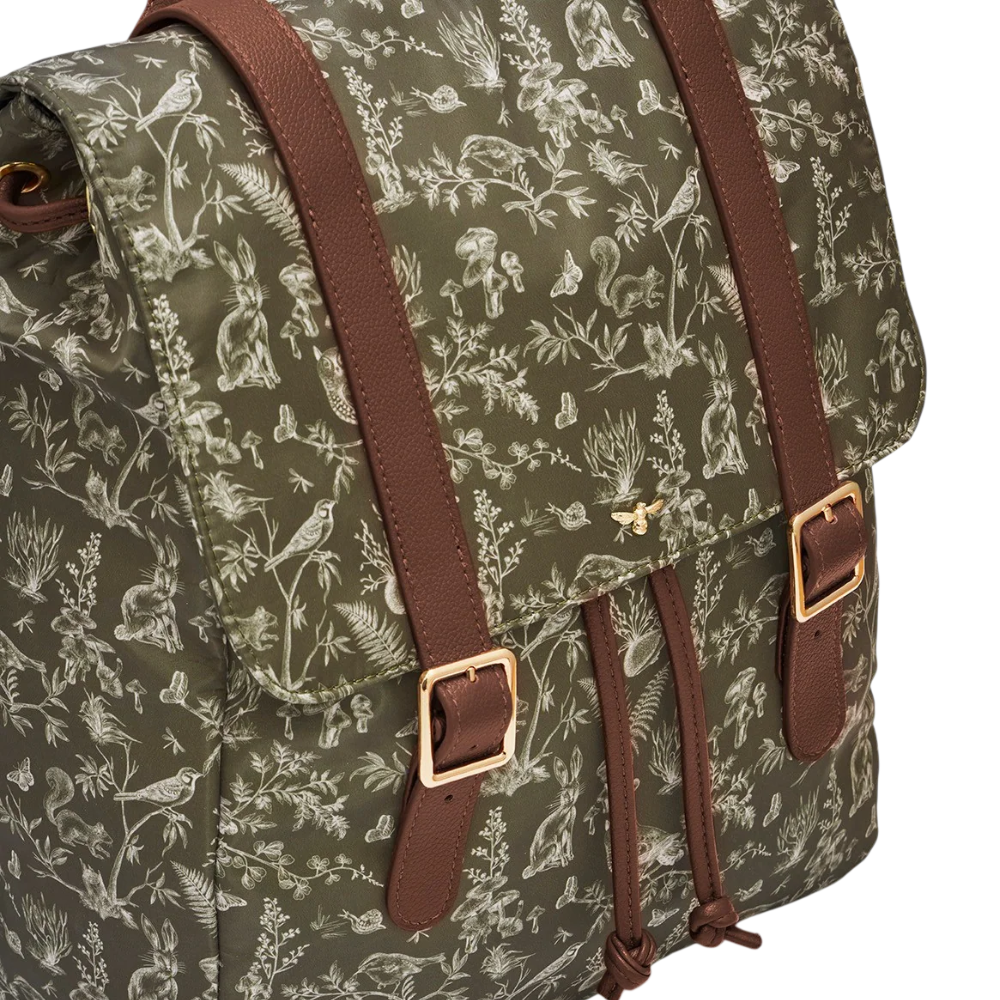 Flora Orla Scene Print Backpack (Khaki) - Fable England