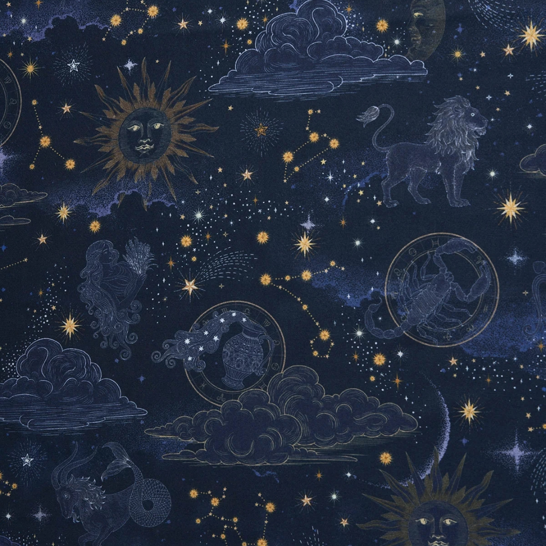 Zodiac Long Fringed Scarf (Navy) - Fable England