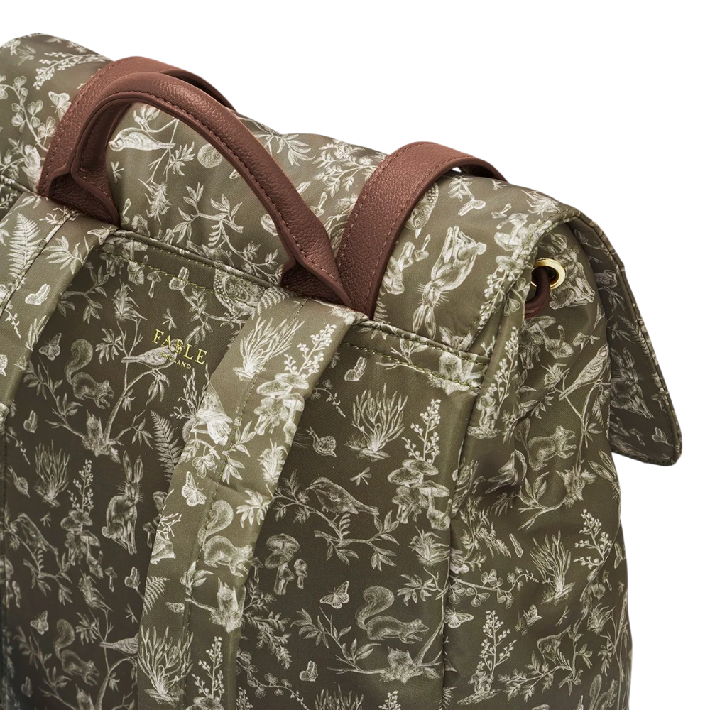 Flora Orla Scene Print Backpack (Khaki) - Fable England