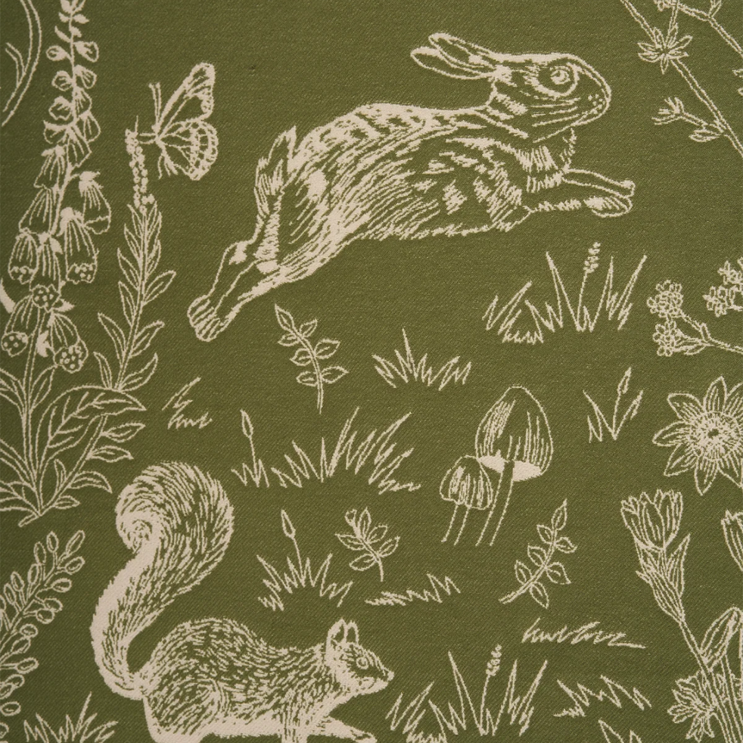 Woodland Scene Long Jacquard Scarf (Khaki) - Fable England