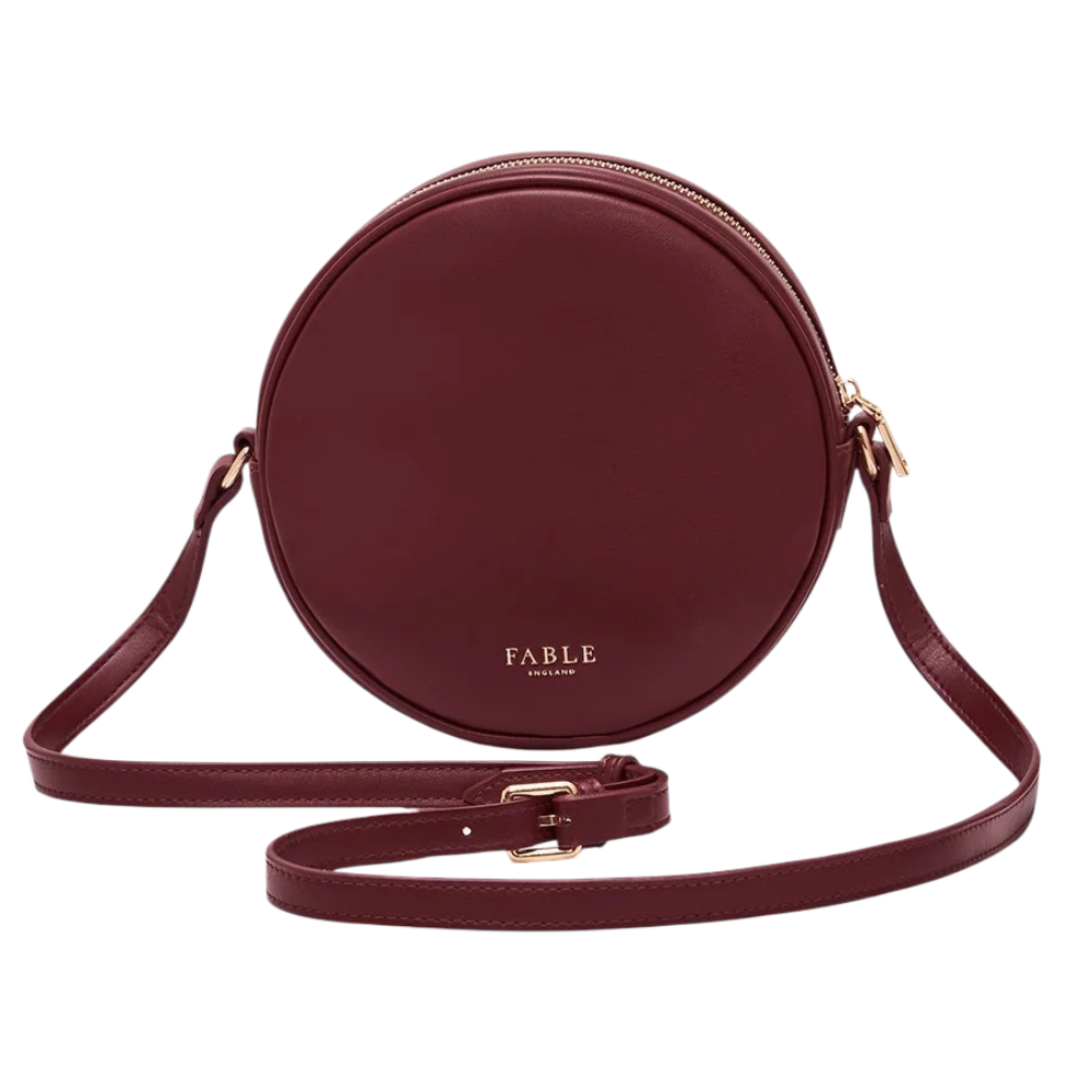 Chloe Owl Embroidered Circle Bag (Burgundy) - Fable England