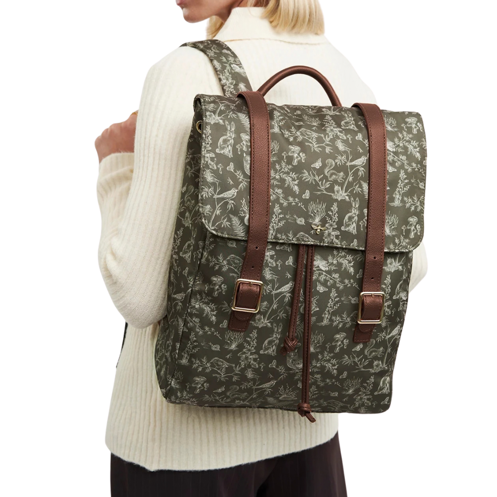 Flora Orla Scene Print Backpack (Khaki) - Fable England