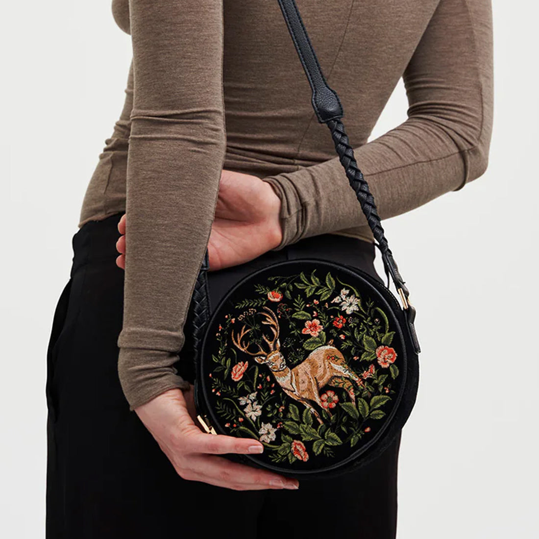 Aurora Fawn Embroidered Circle Bag - Fable England