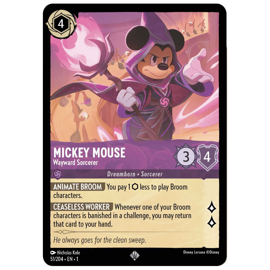Mickey Mouse - Wayward Sorcerer - Super Rare - Standard Curiosa - Purveyors of Extraordinary Things Mickey Mouse - Wayward Sorcerer - Super Rare - Standard Curiosa - Purveyors of Extraordinary Things
