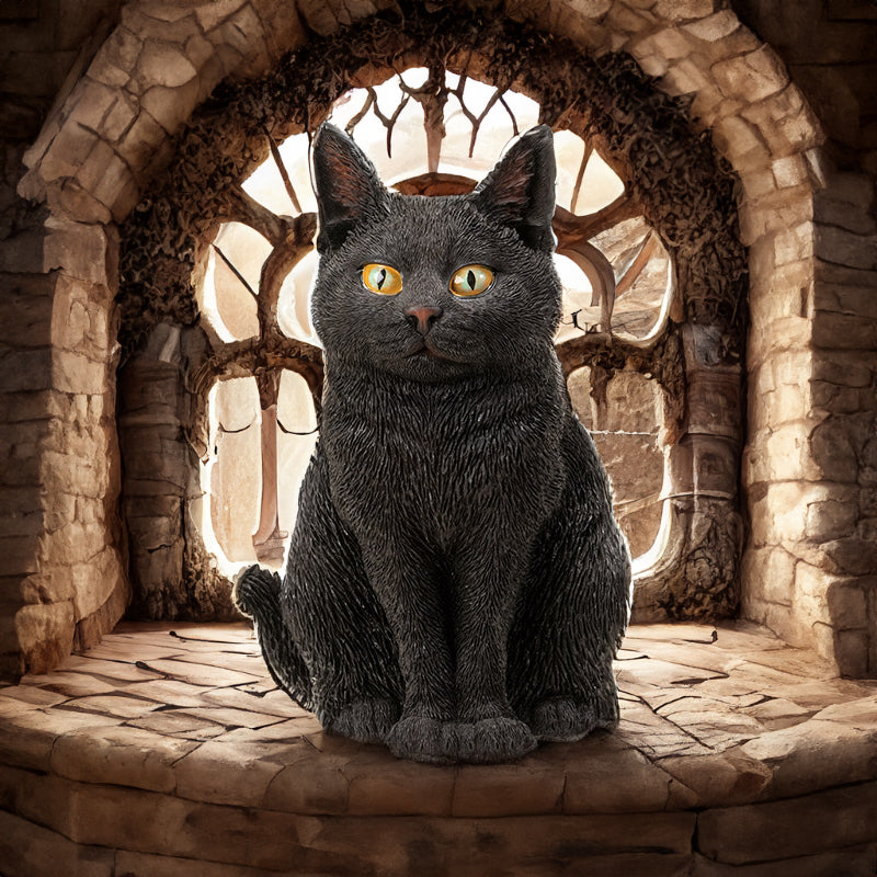 Enchanted Black Cat Statue