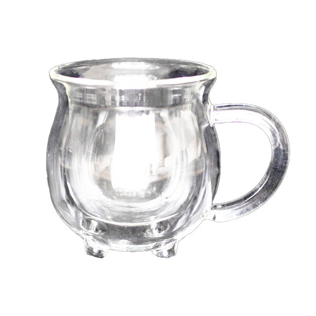Clear Double Walled Glass Cauldron Mug