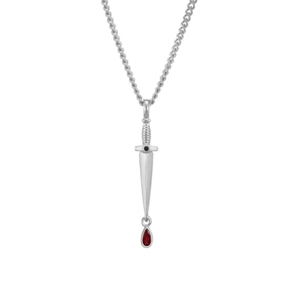 Dagger Necklace - Rhodium Plated