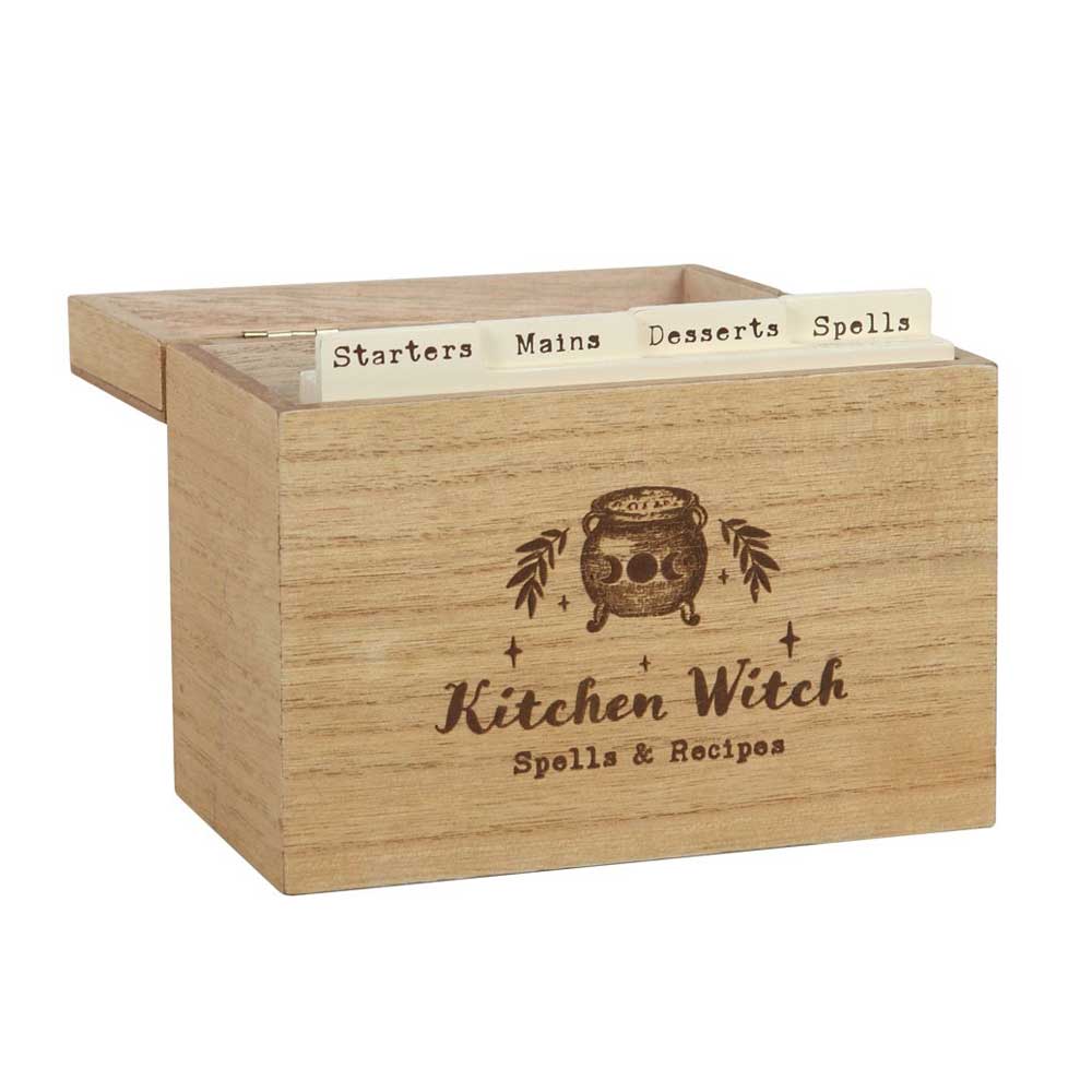Kitchen Witch Wooden Recipe Box