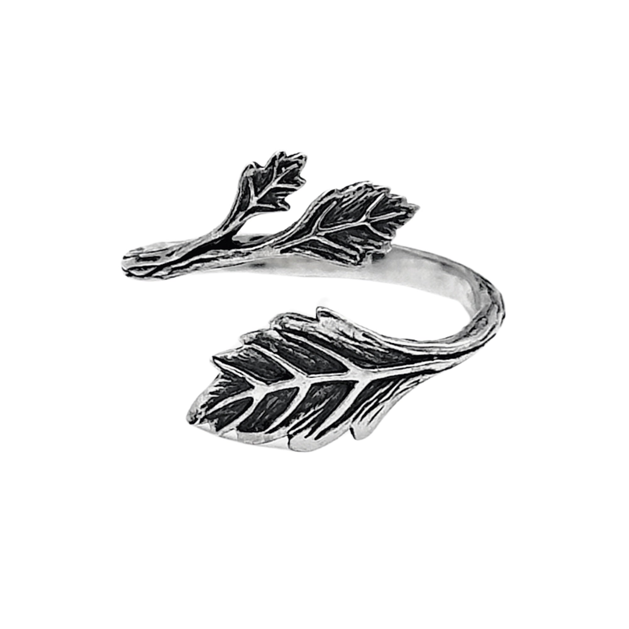 Sterling Silver Leaf Adjustable Ring