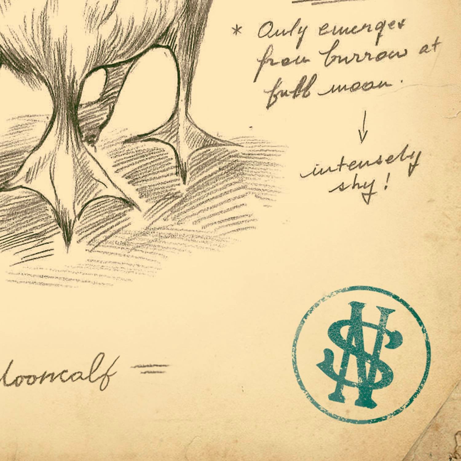 Mooncalf Sketch from Newt Scamander's Field Journal Limited Edition Art Print