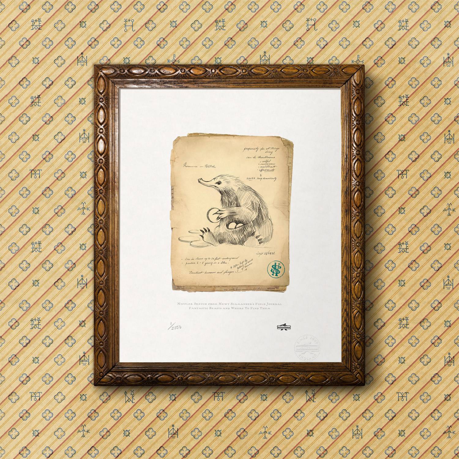 Niffler Sketch From Newt Scamander's Field Journal Limited Edition Art Print