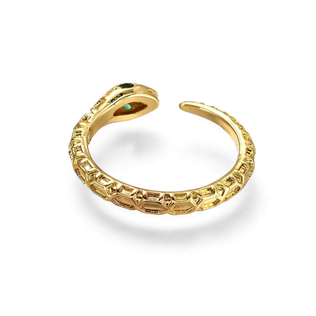 Adjustable Serpent Ring with Jewelled Eyes