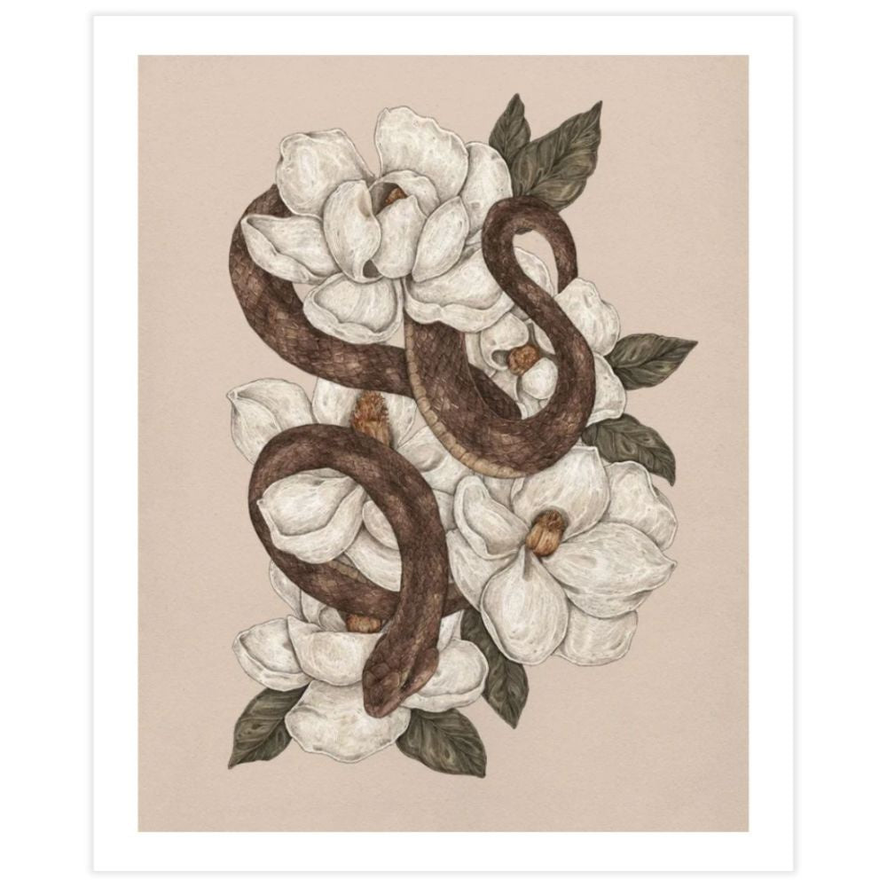 Snake and Magnolias Print - Jessica Roux