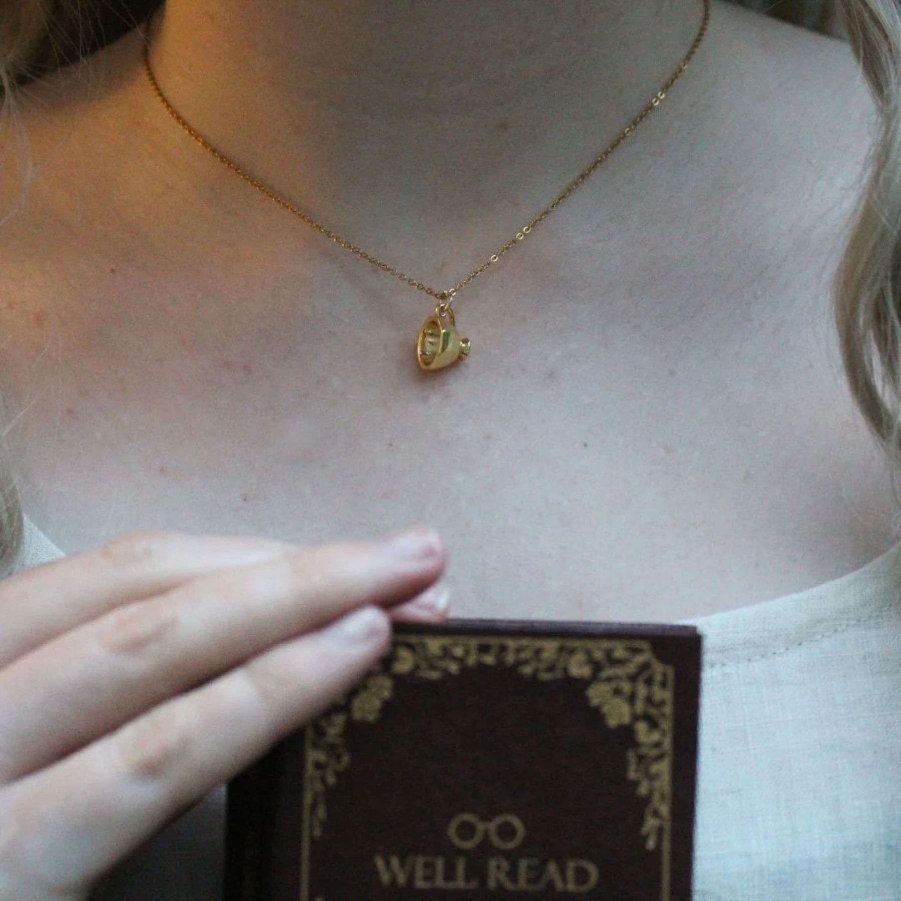 Alice in Wonderland Gold Bookish Necklace