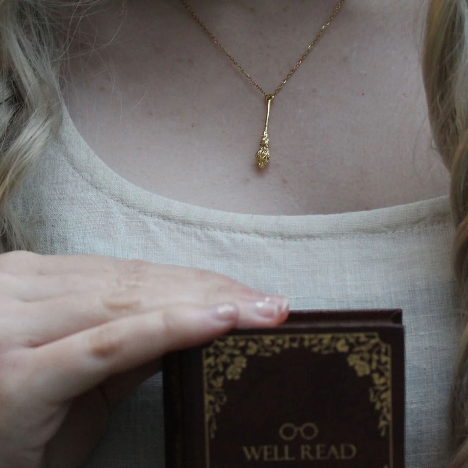 The History of Magic Gold Bookish Necklace