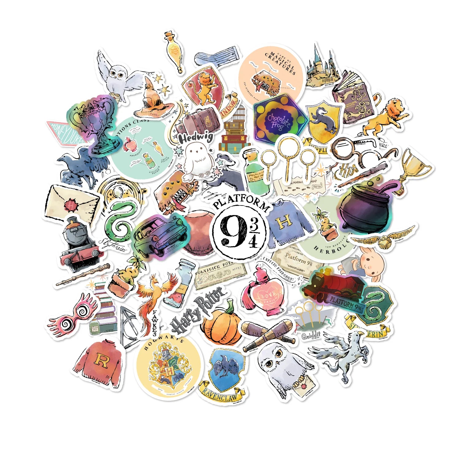 Harry Potter Watercolour Vinyl Decals (60 pack)