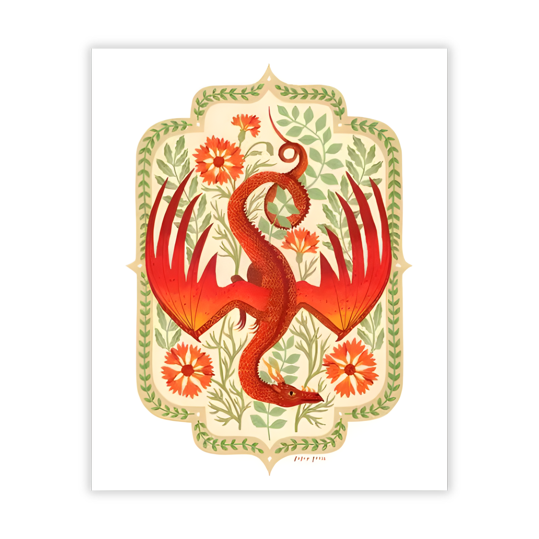 Floral Dragon Art Print