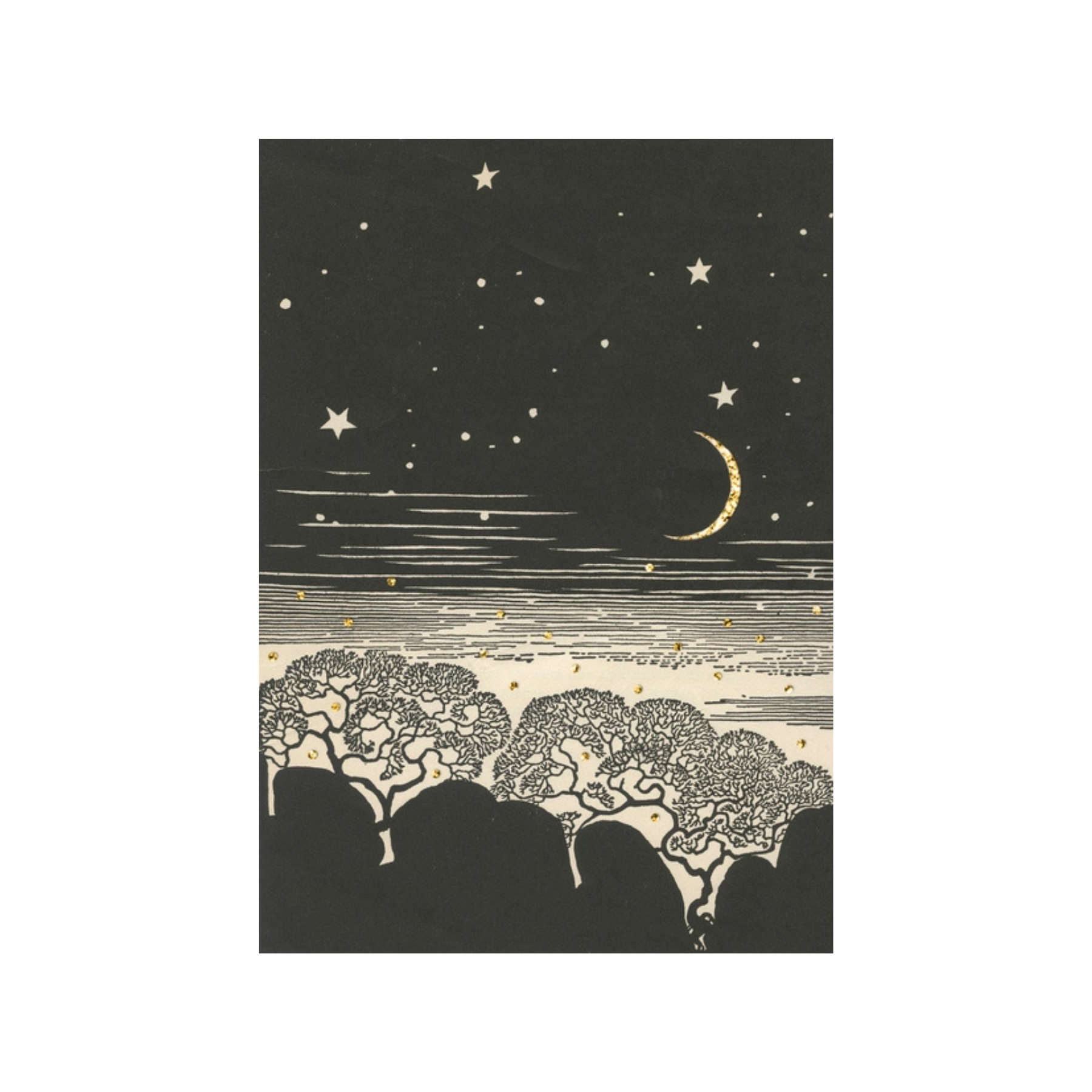 Moon Rise Hand Glittered Greeting Card