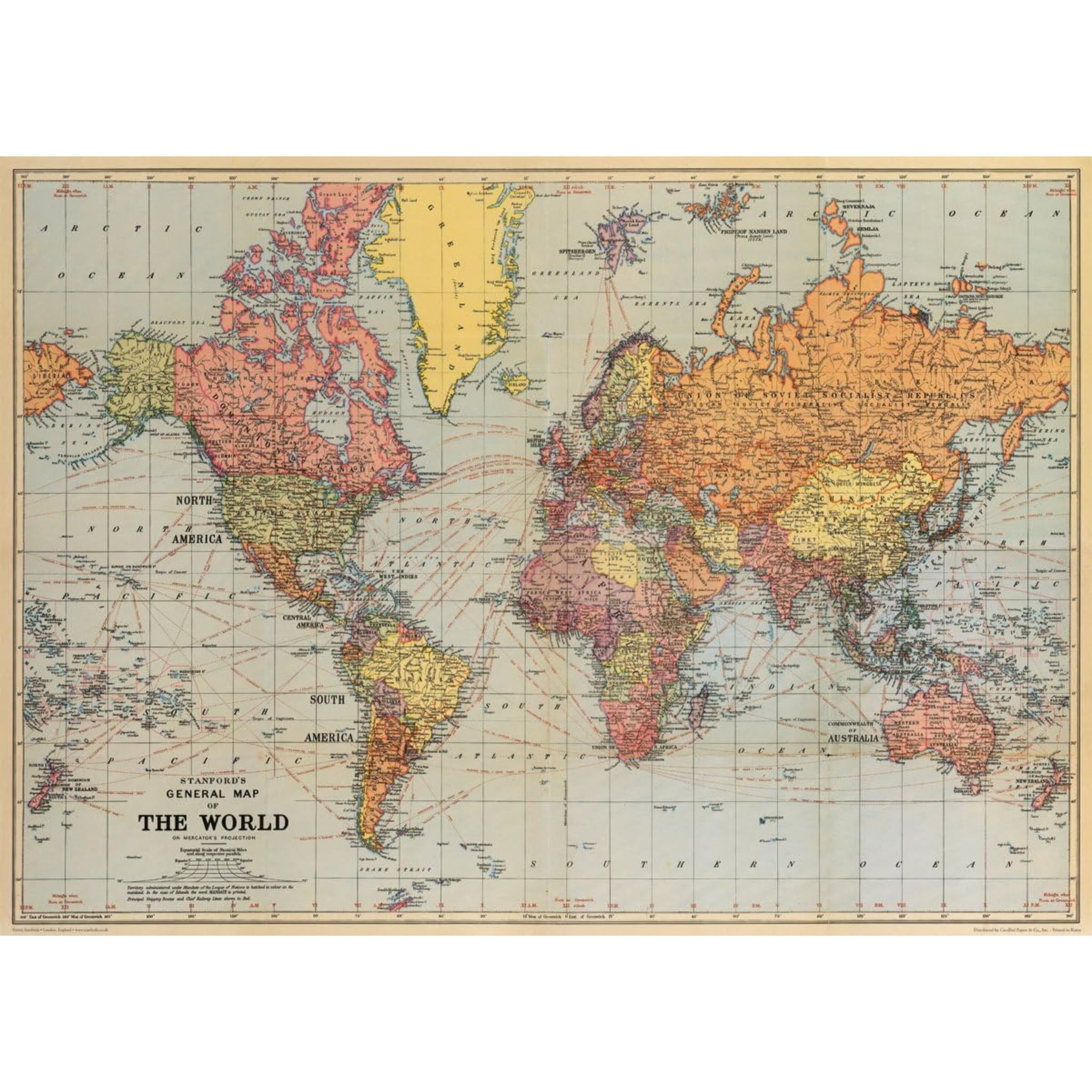 World Map Vintage Print