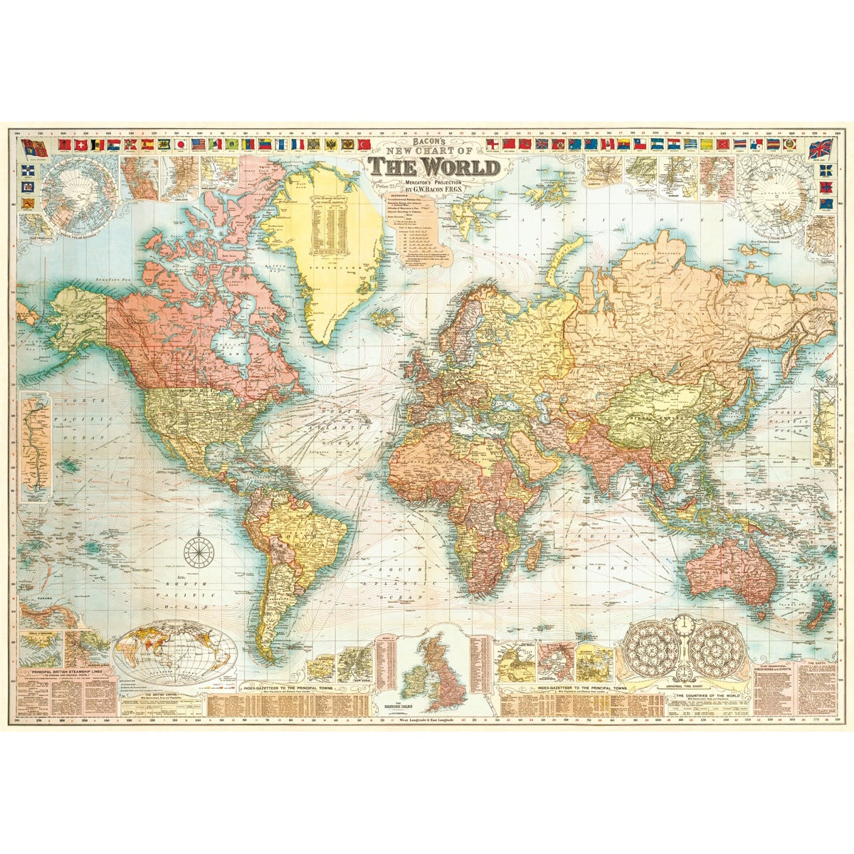 World Map Vintage Print