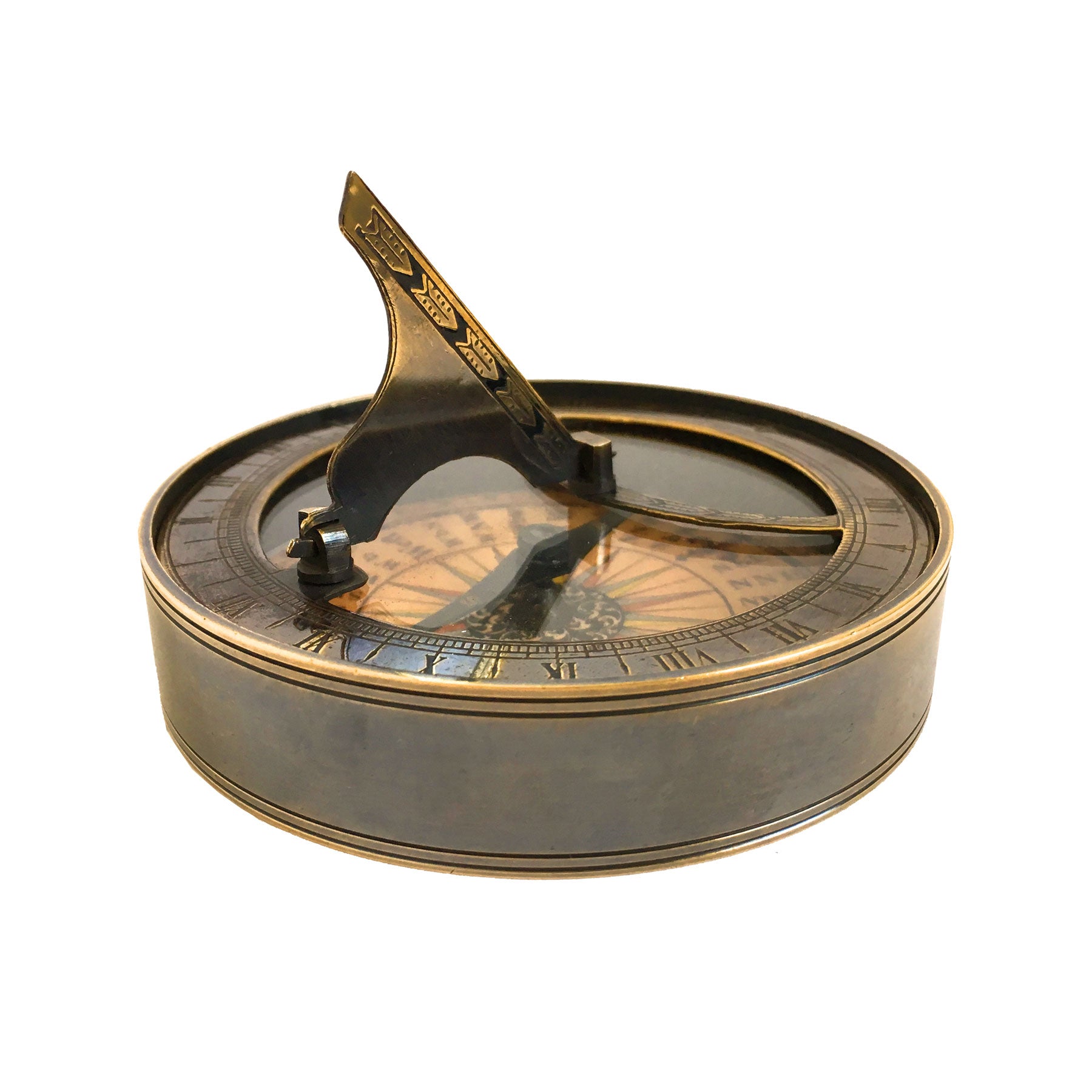 PATIL ENTERPRISES Brass Sundial Compass with Leather Case Compass