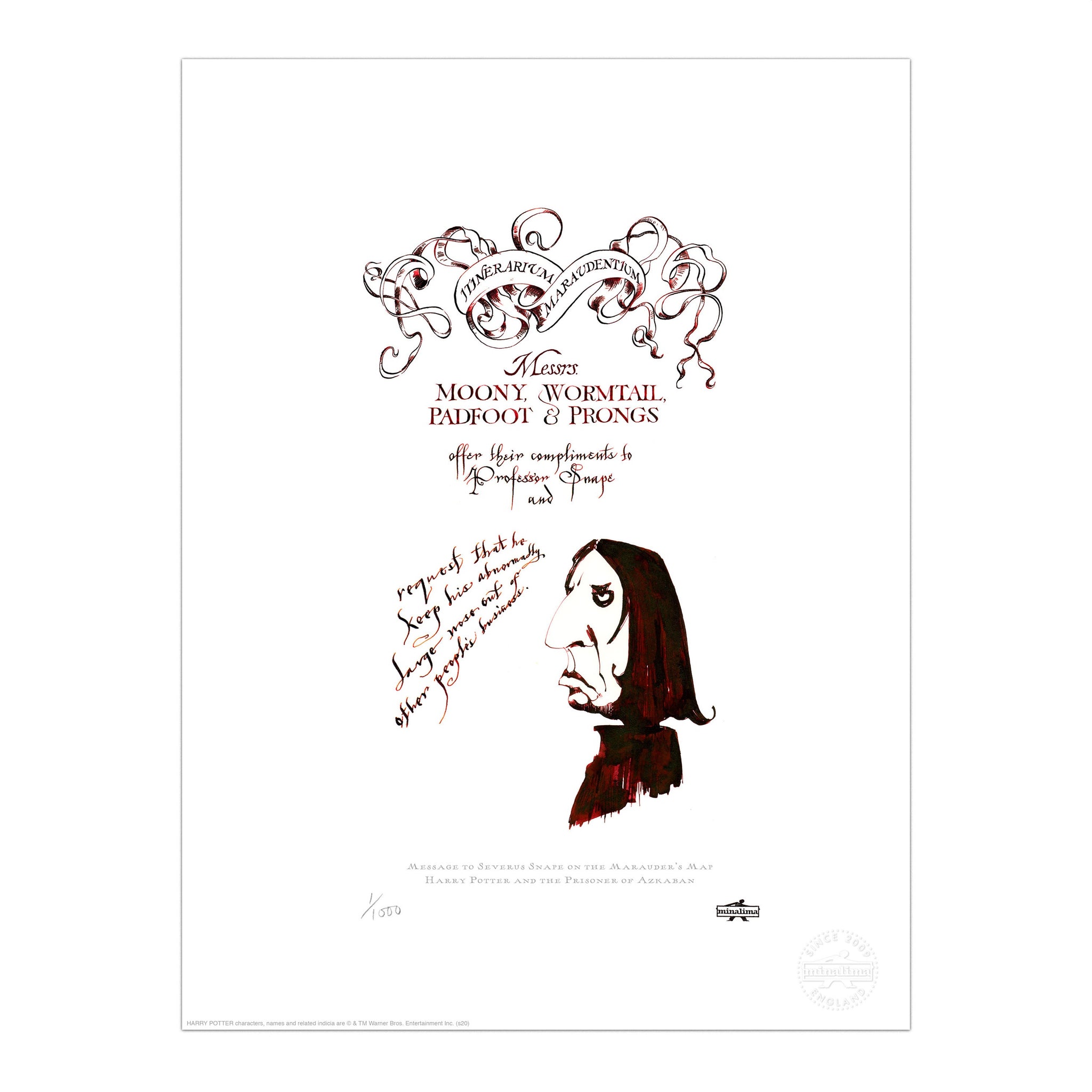 Message to Severus Snape - Marauder's Map Detail Limited Edition Art Print